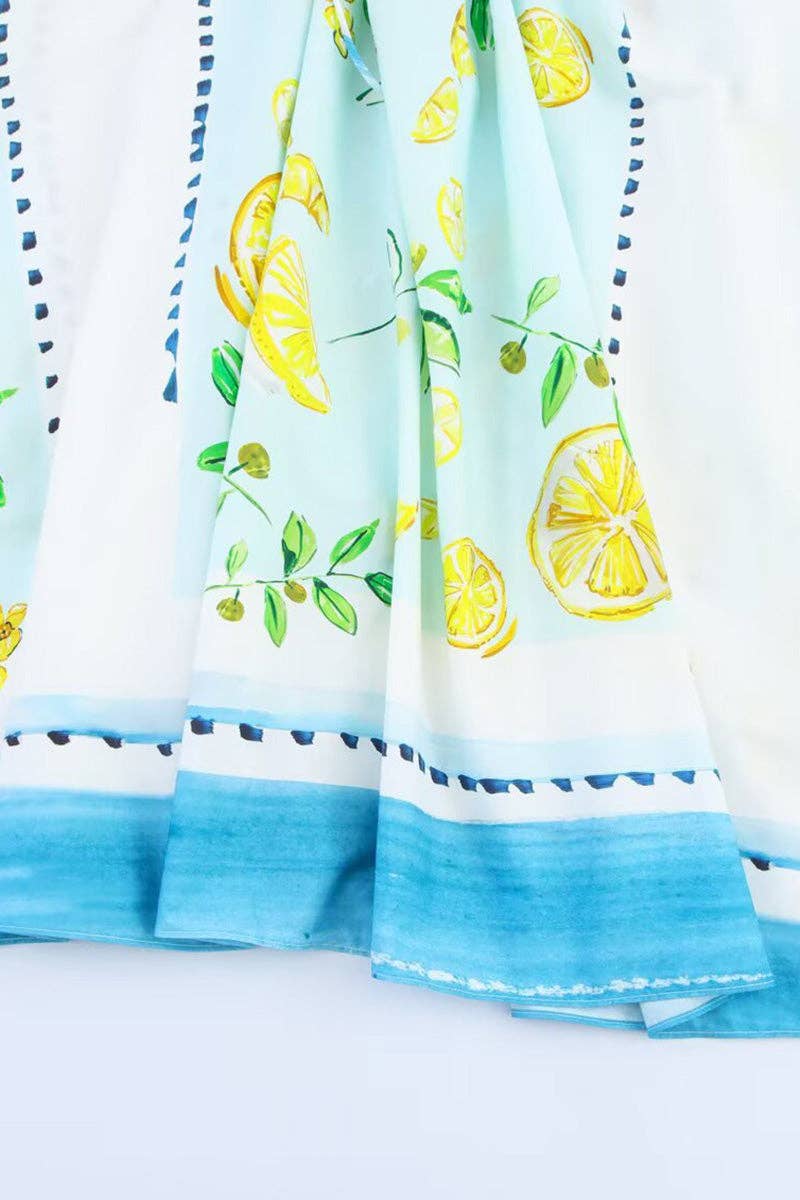 BRANCO Vestido de verão com estampa de limão e alças finas para venda a revendedores na Faire5