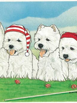 West Highland Terrier On the Green Christmas CardsPack of10 for wholesale by Pipsqueak Productions