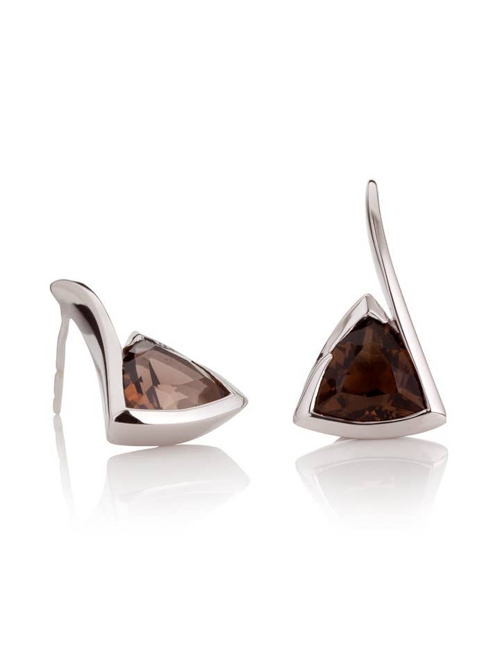 Amore Silver Earrings with Smoky Quartz for wholesale by Manja