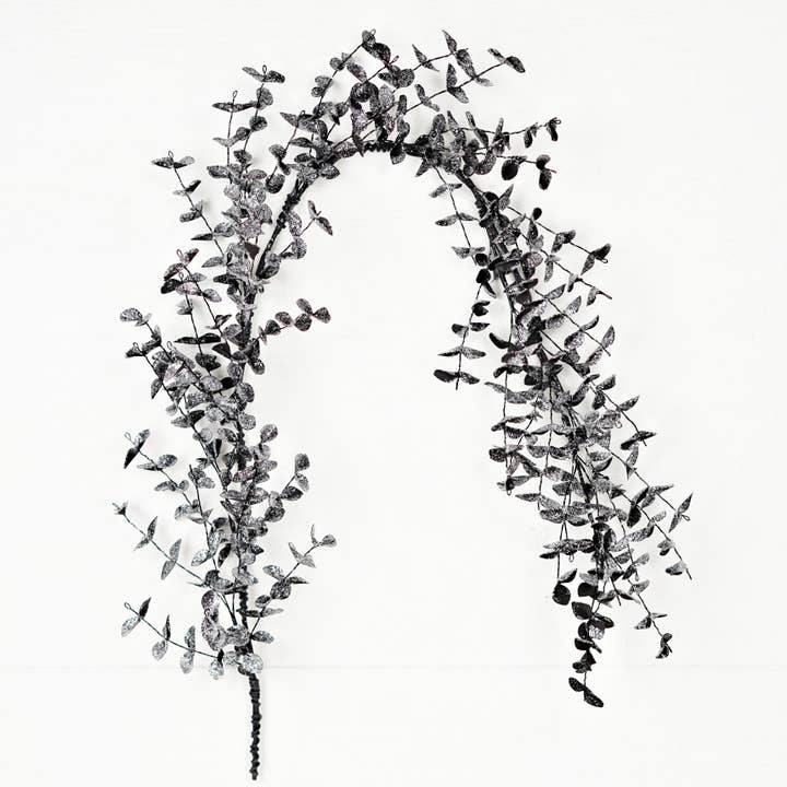 530571- 4ft Garland-Sparkle Glitter Black Eucalyptus- for wholesale by Holiday Depot Inc.