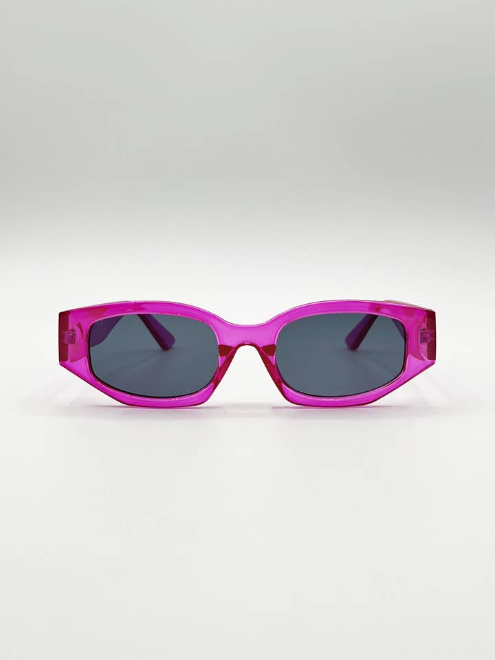 Angular Sunglasses in Translucent Hot Pink for wholesale by AFA COLLECTIVE