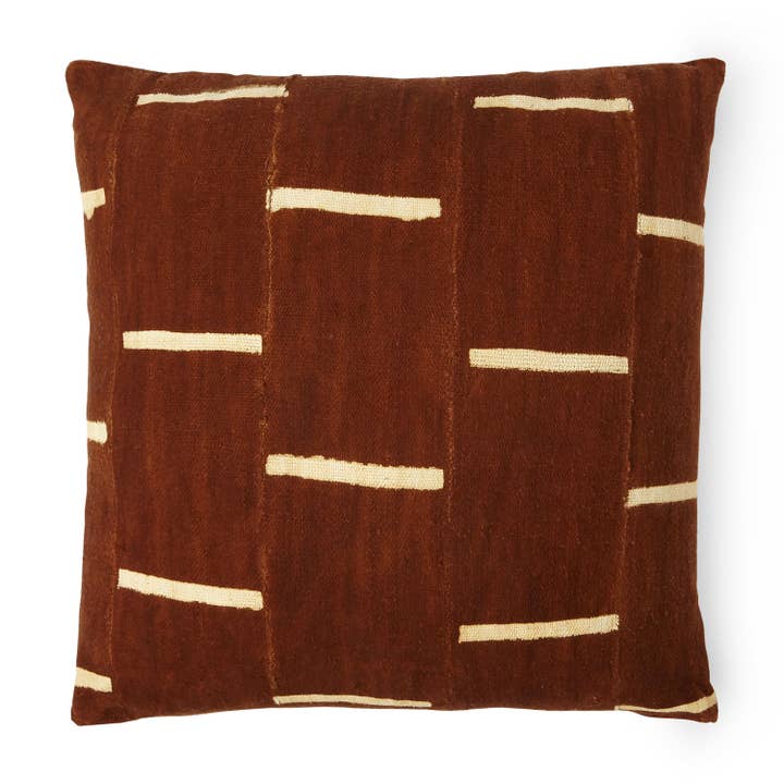 Nyala Mud Cloth Pillow with Hemp Cotton Suede on the Back for wholesale by Urban Re-Leaf Home Uncharacteristically Hemp