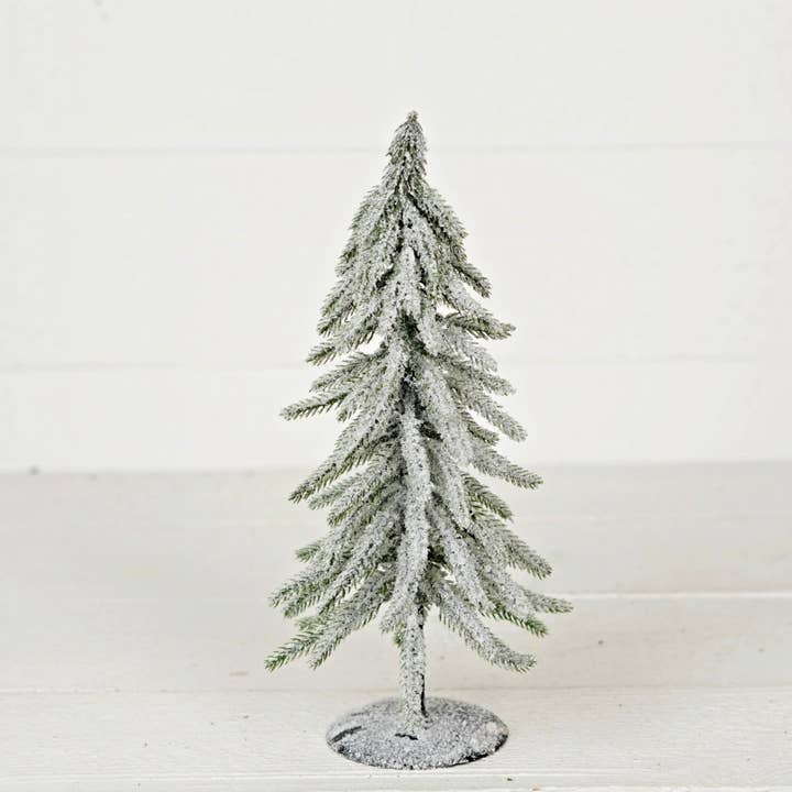 570830- 12inH Snow Flocked Mini Twiggy Pine Tree for wholesale by Holiday Depot Inc.