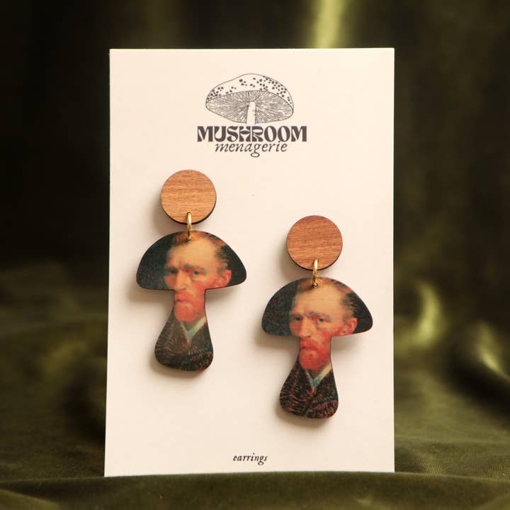 Orecchini Fine Art a forma di fungo per la vendita all'ingrosso da parte di Mushroom Menagerie