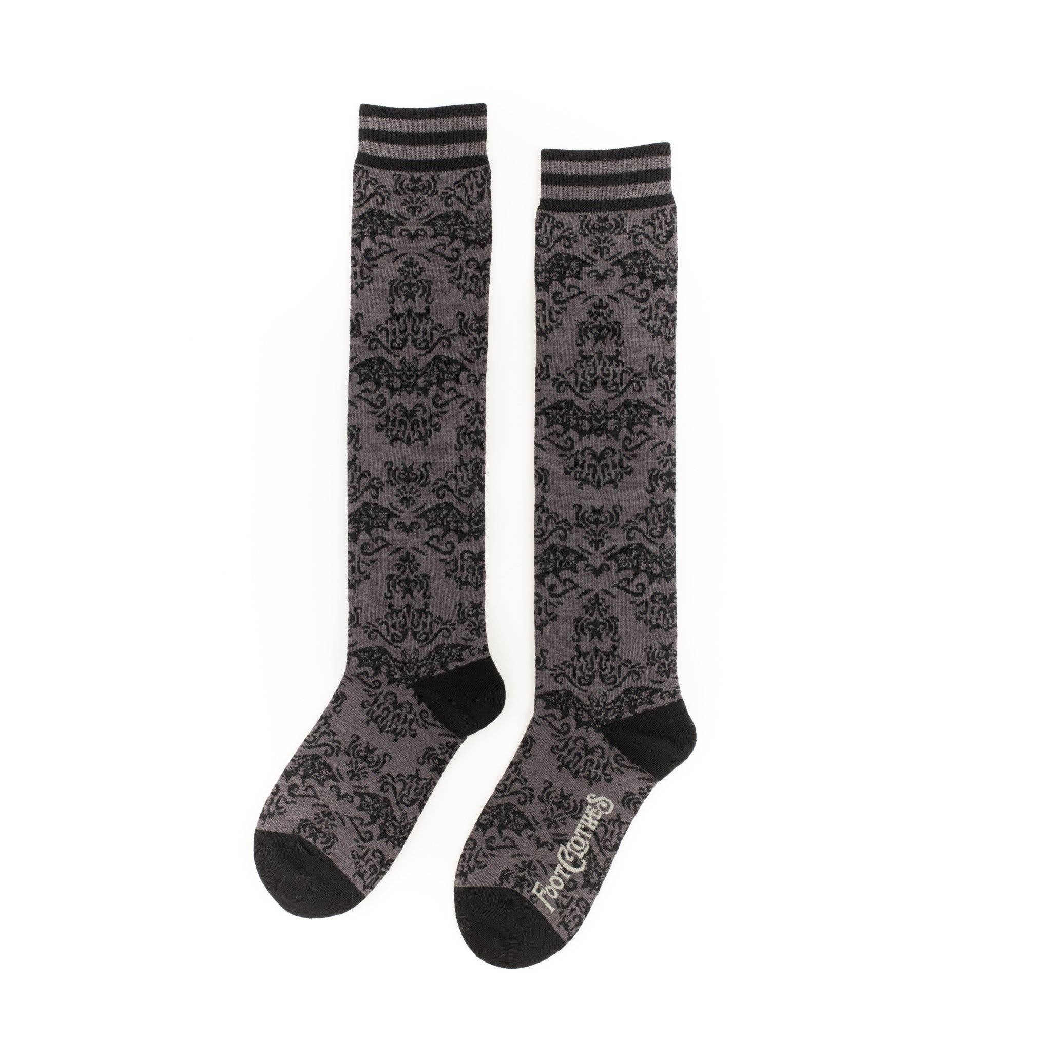 FootClothes LLC - Wholesale Socks - Women's - Bat Damask Knee High Socks2
