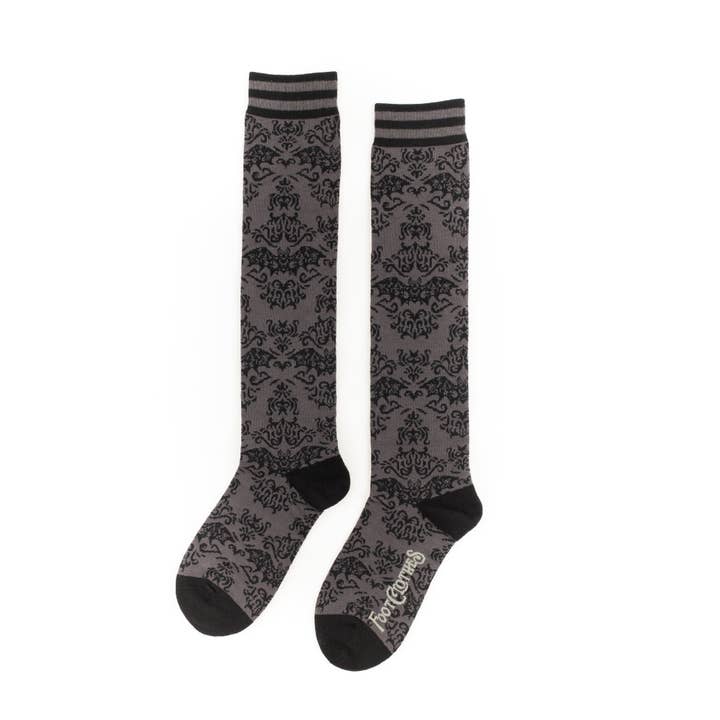 FootClothes LLC - Wholesale Socks - Women's - Bat Damask Knee High Socks2