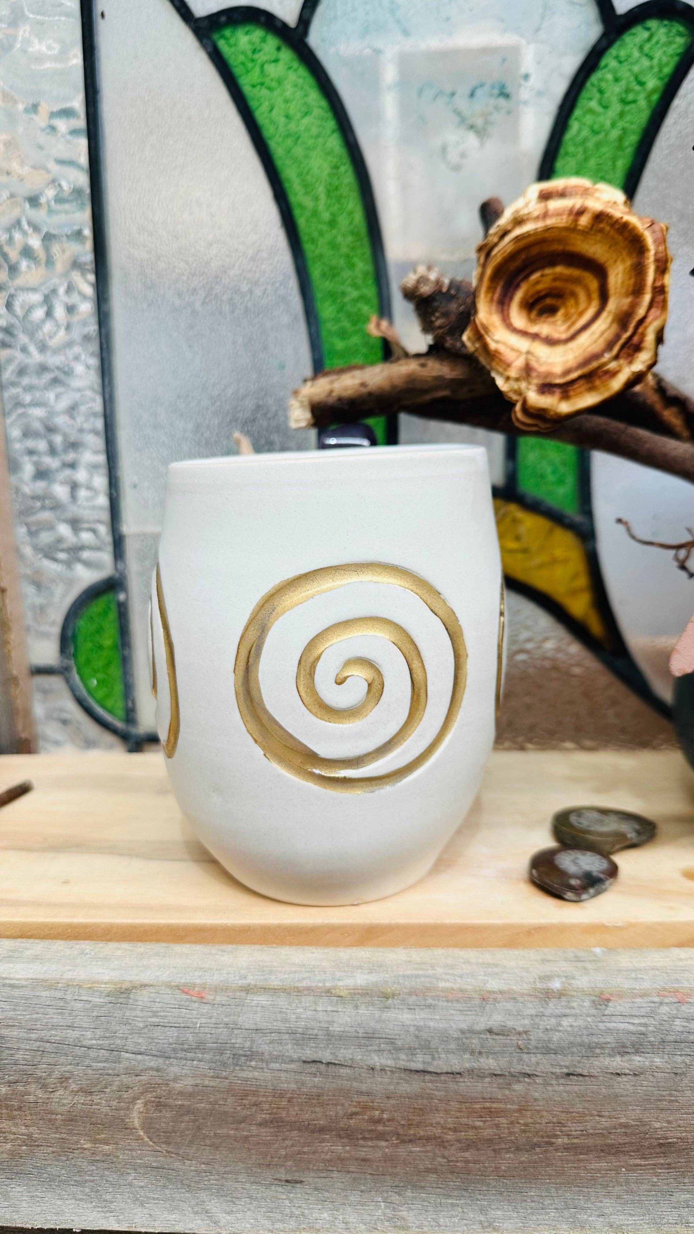 Carys Martin Ceramics - Wholesale Coffee Mug - Amethyst Sun and Moon Crystal Mug2