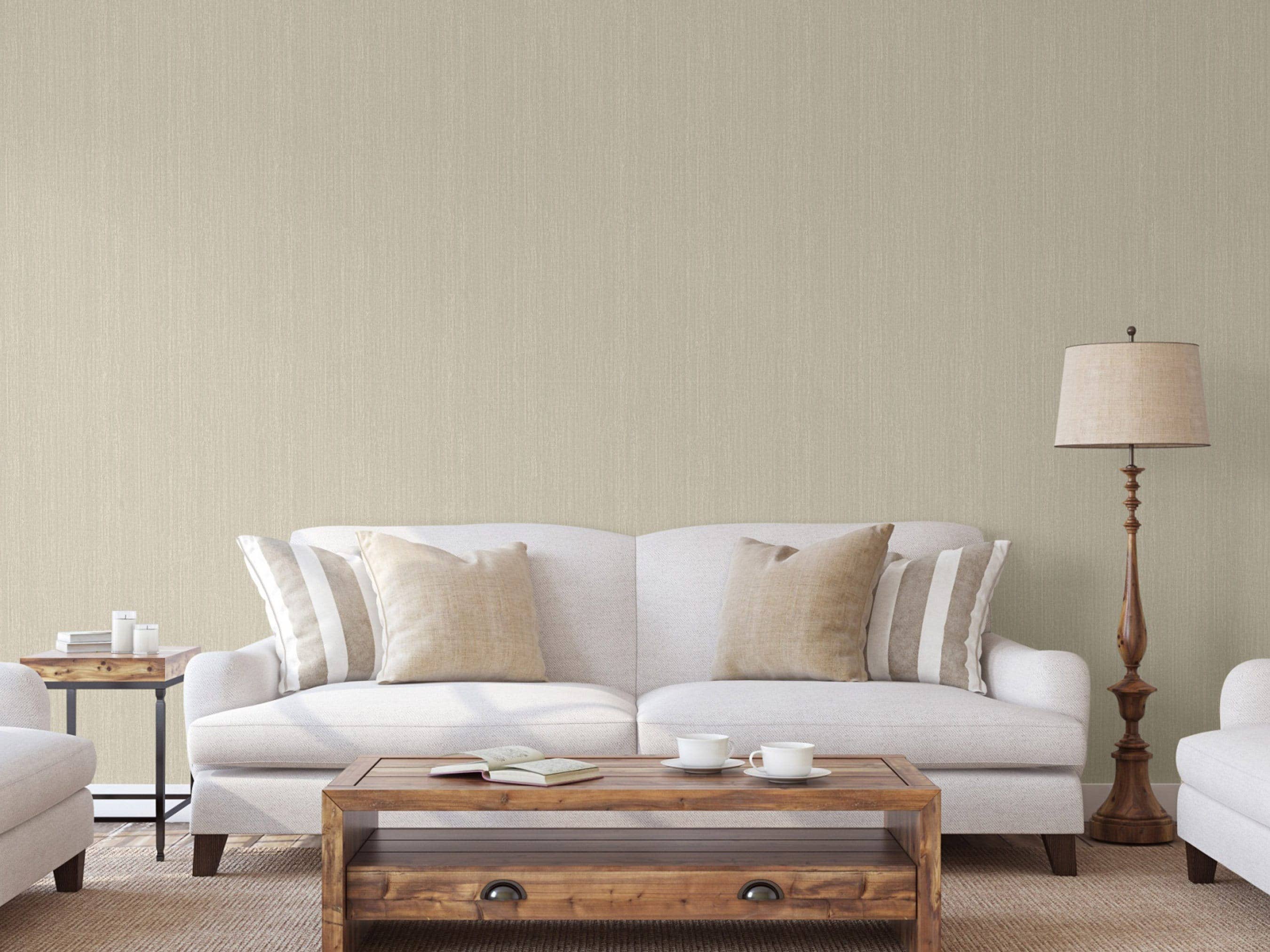 Walloro Luxury Embossed Wallpaper - Wholesale Wallpaper - Grasscloth Wallpaper, Linen Textured Wallpaper, Fabric Effect Wallcovering, Large 178 sq ft, Large Stripes, Wall Decor, Plain, Solid, Beige3