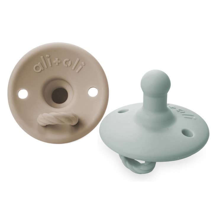 Ali+Oli - Wholesale Pacifier - Baby - Pacifier Set Round (Taupe & Mist)
