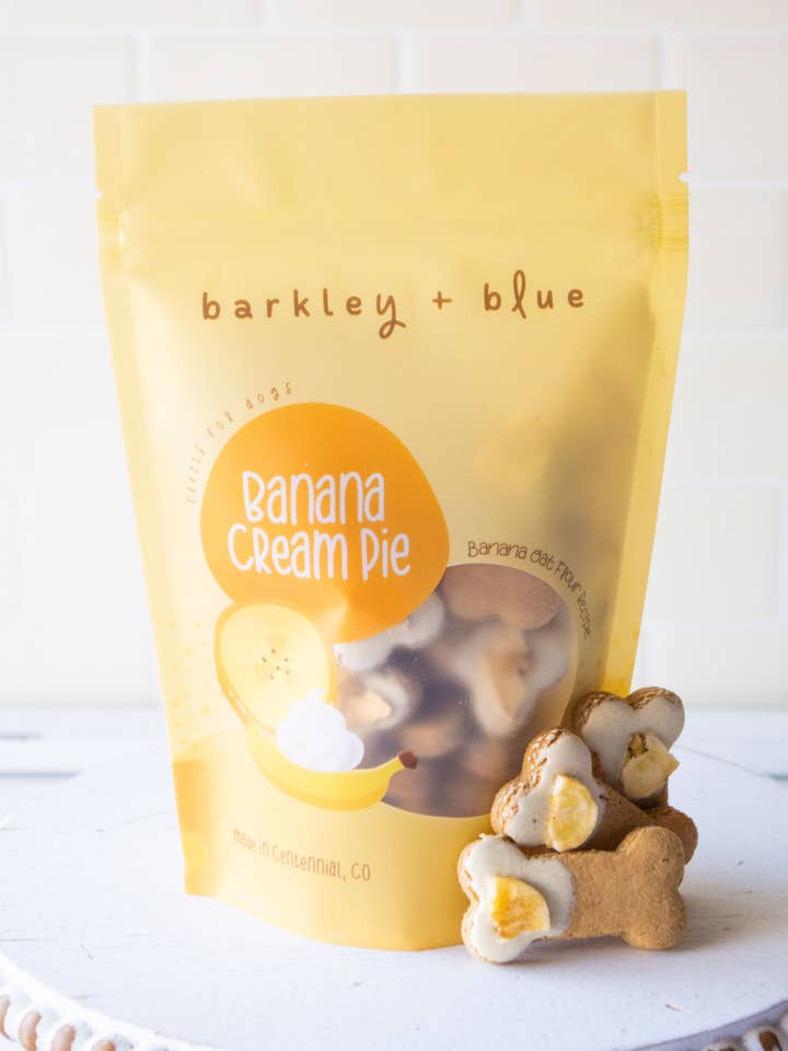 Banana Cream Pie Treats - Dog Bone Biscuits - Barkley & Blue for wholesale by Barkley & Blue