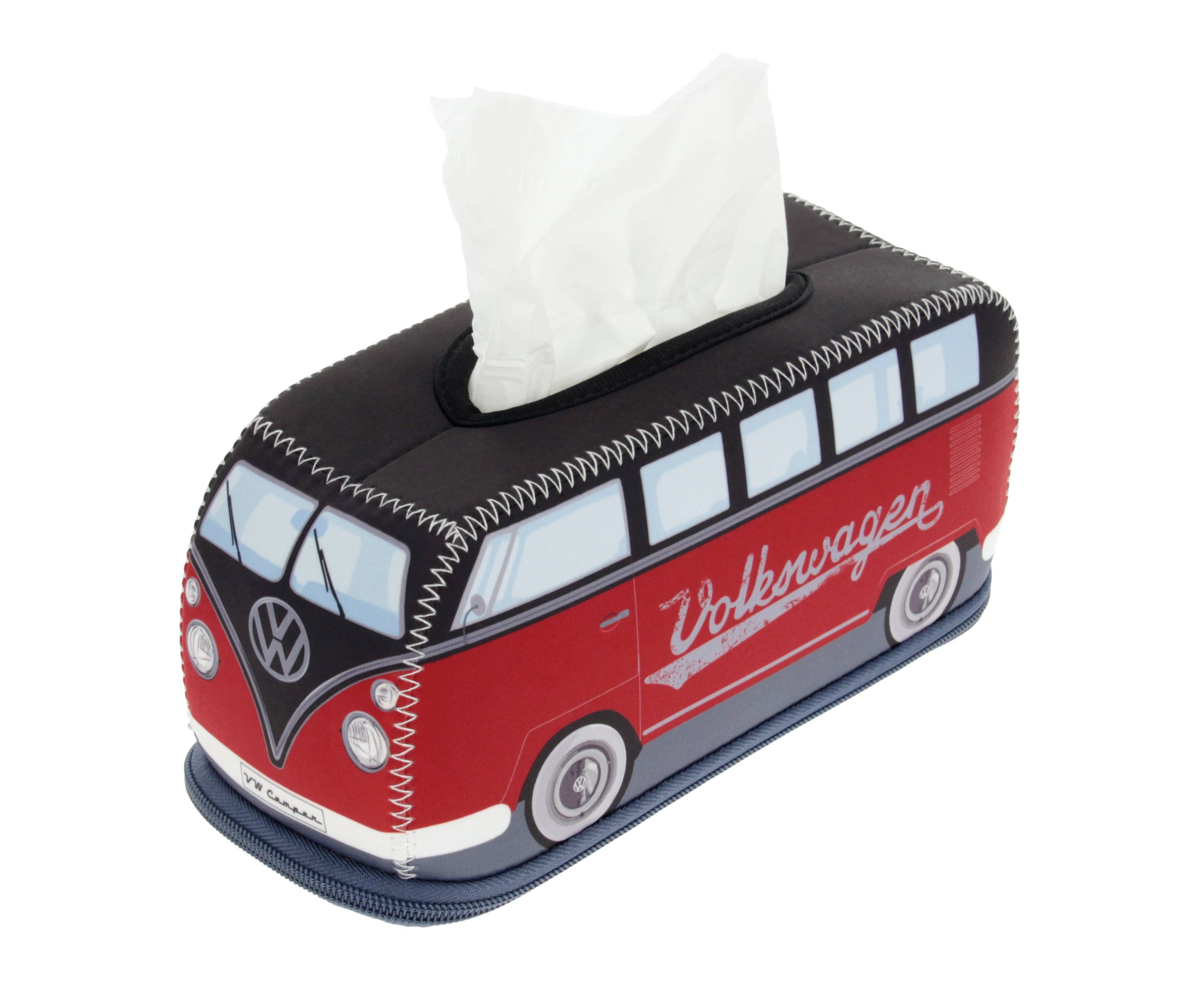 VW Collection by BRISA - Wholesale Tissue Box - VW T1 Bus Cosmetic Tissue Napkin Holder Dispenser - RD/BK0