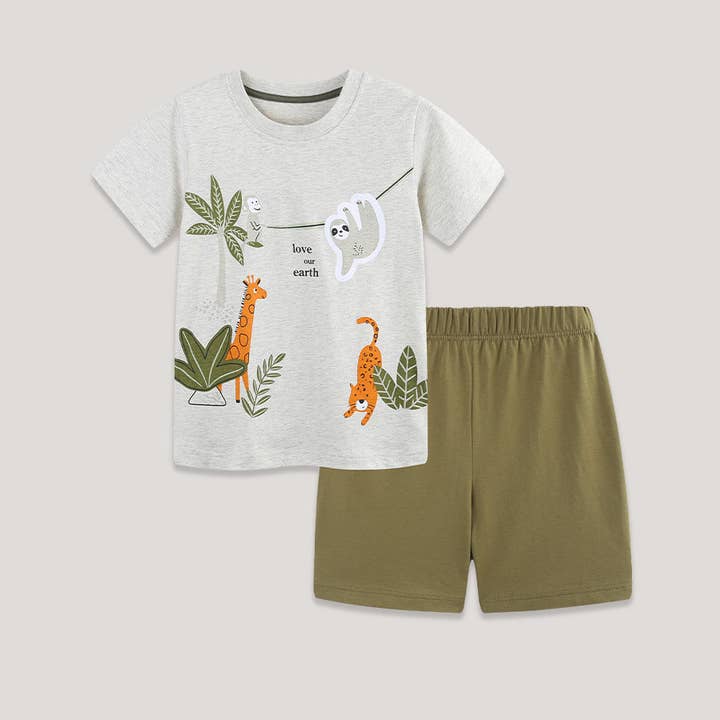 Conjunto de Verano para Niños de Dos Piezas con Estampado de Dibujos Animados de Animales para venta al por mayor de VERDAVUE