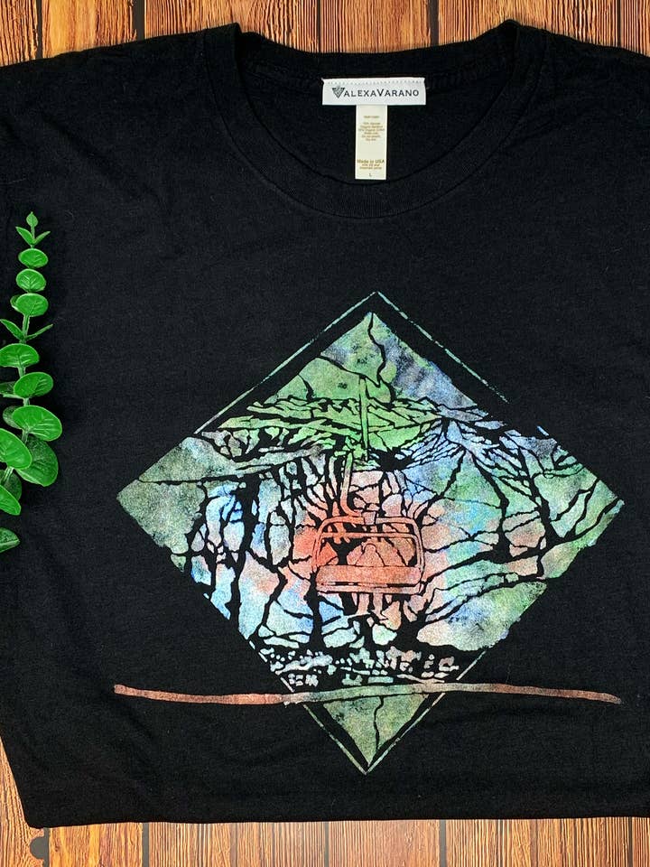 Ski Vail Hand Painted Bamboo Tee for wholesale by Third Wolf Designs