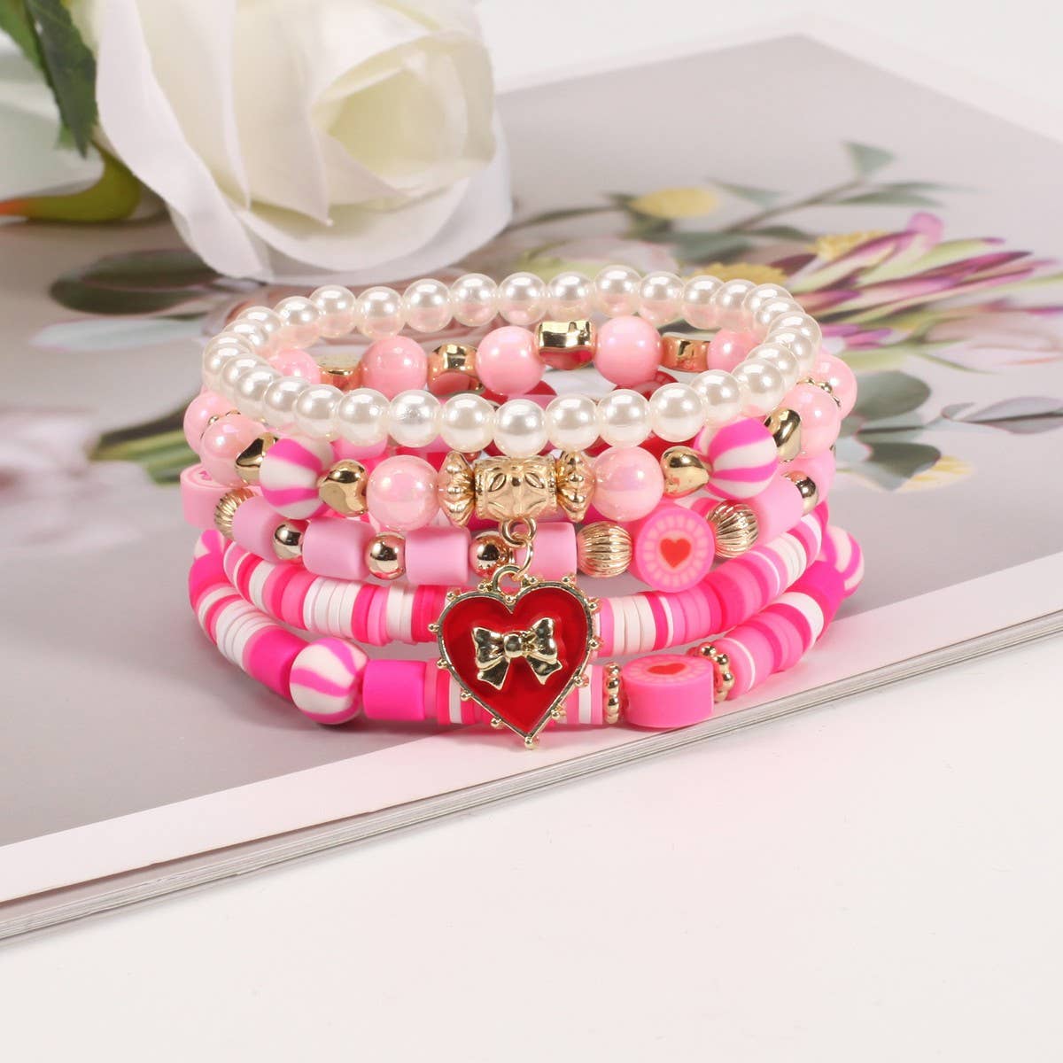 NINEXIS - Wholesale Jewelry Set - CWAJE05693_VALENTINE HEART CRYSTAL BEADED ELASTIC BRACELET8