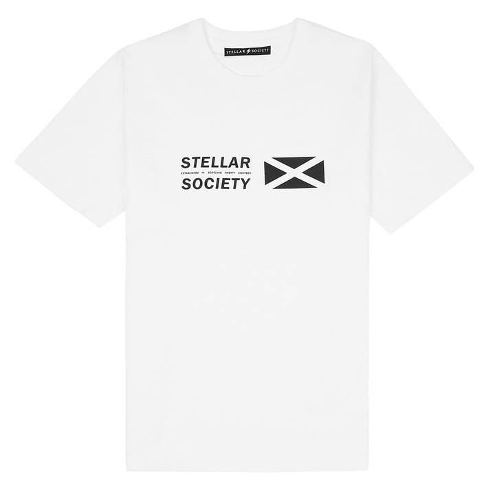 T-shirt Saltire - Bianca per la vendita all'ingrosso da parte di Stellar Society