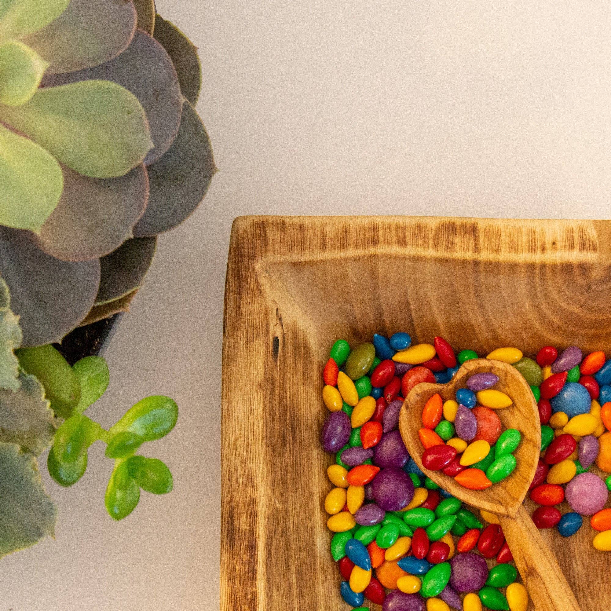 Global Crafts - Vente Cuillère de cuisine - Cuillère à cœur en bois d'olivier, 15-18 cm1