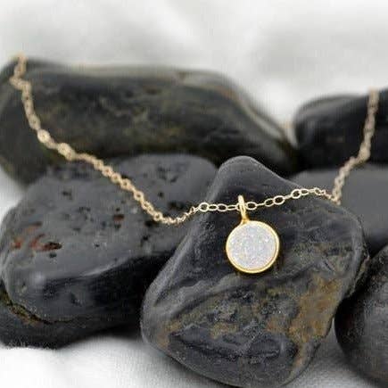 Wholesale Shimmer White Druzy Necklace in Gold Filled for your