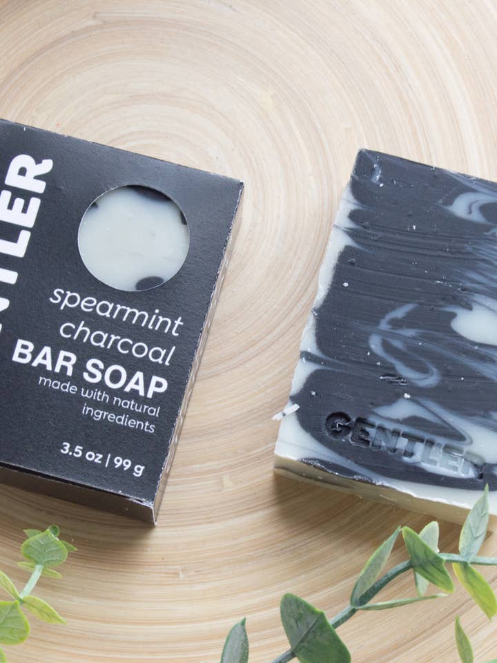 Spearmint Charcoal Bar Soap for wholesale by GENTLER