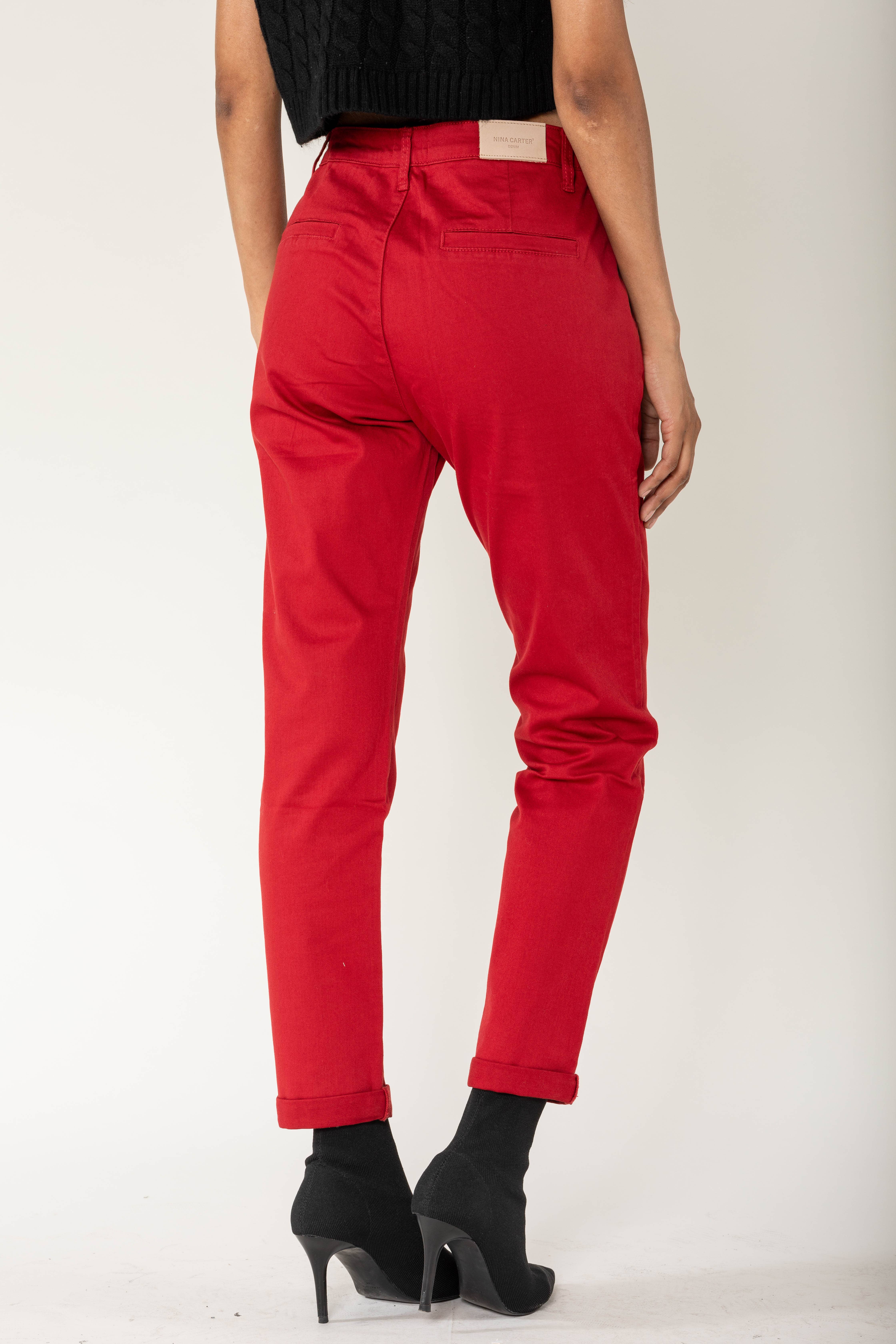 Nina Carter - Vente Pantalon – femme - Pantalon chino stretch taille haute confort Nina Carter J25020