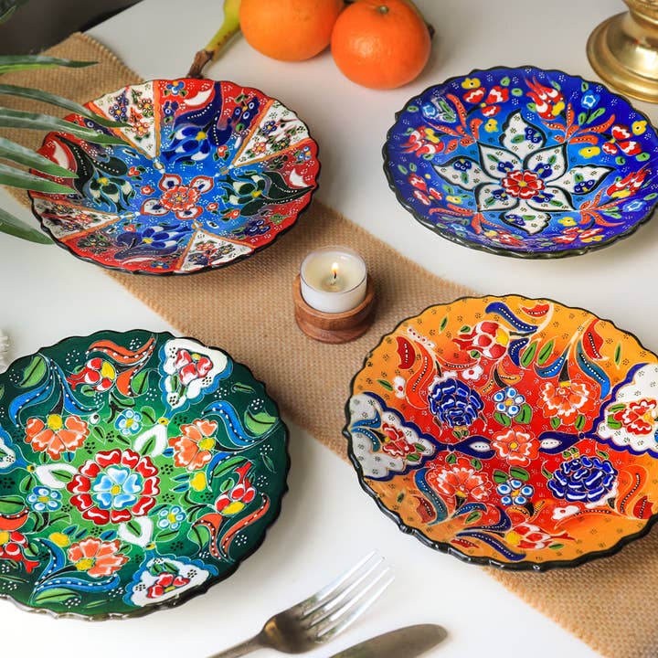 Natures Artifacts Inc - Wholesale Decorative Plate/Dish/Bowl - Turkish Hand Painted Ceramic Plate for Décor
