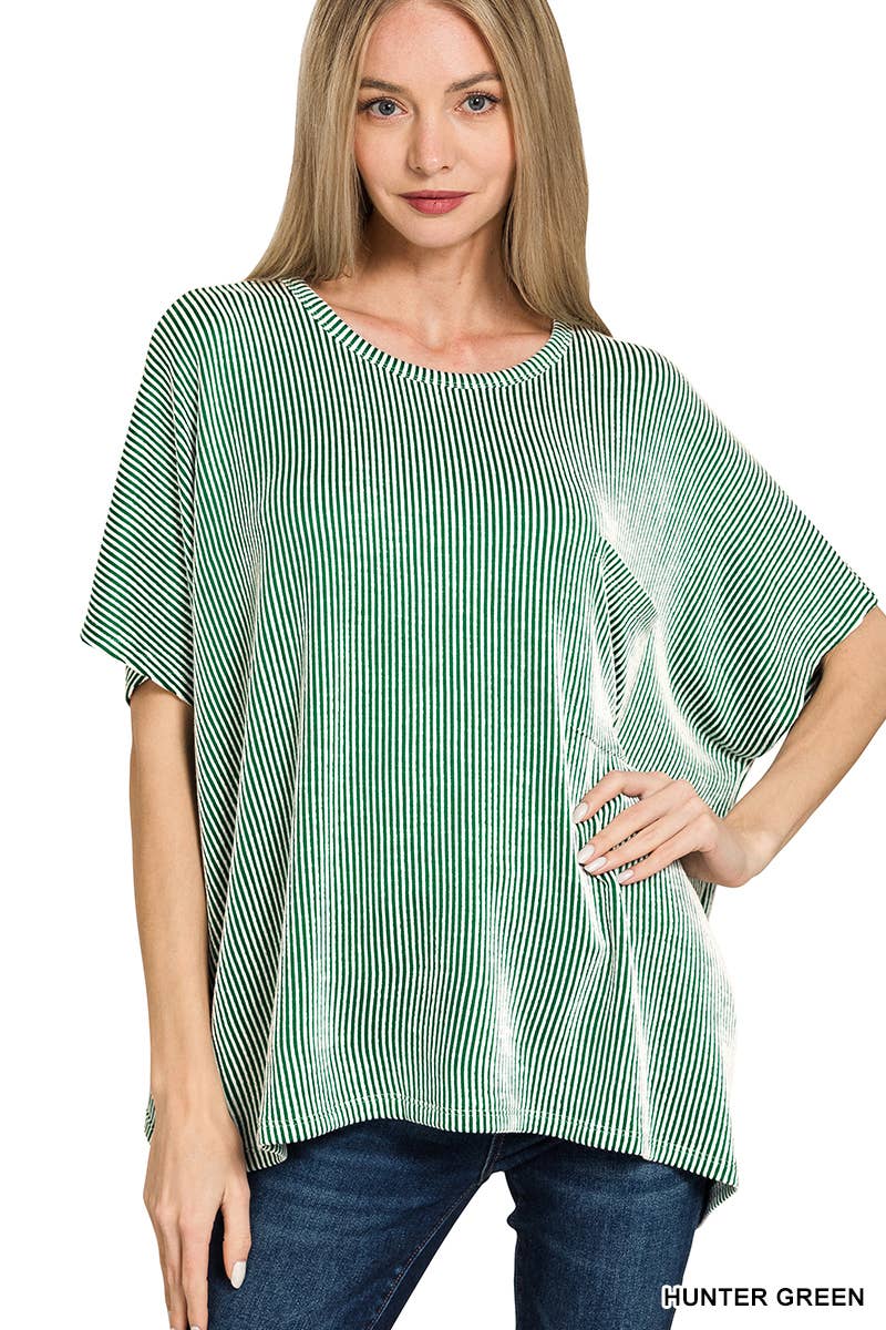 42POPS – wholesale Stickad topp - Dam – .SI-27212 Ribbad Oversized Kortärmad Topp19