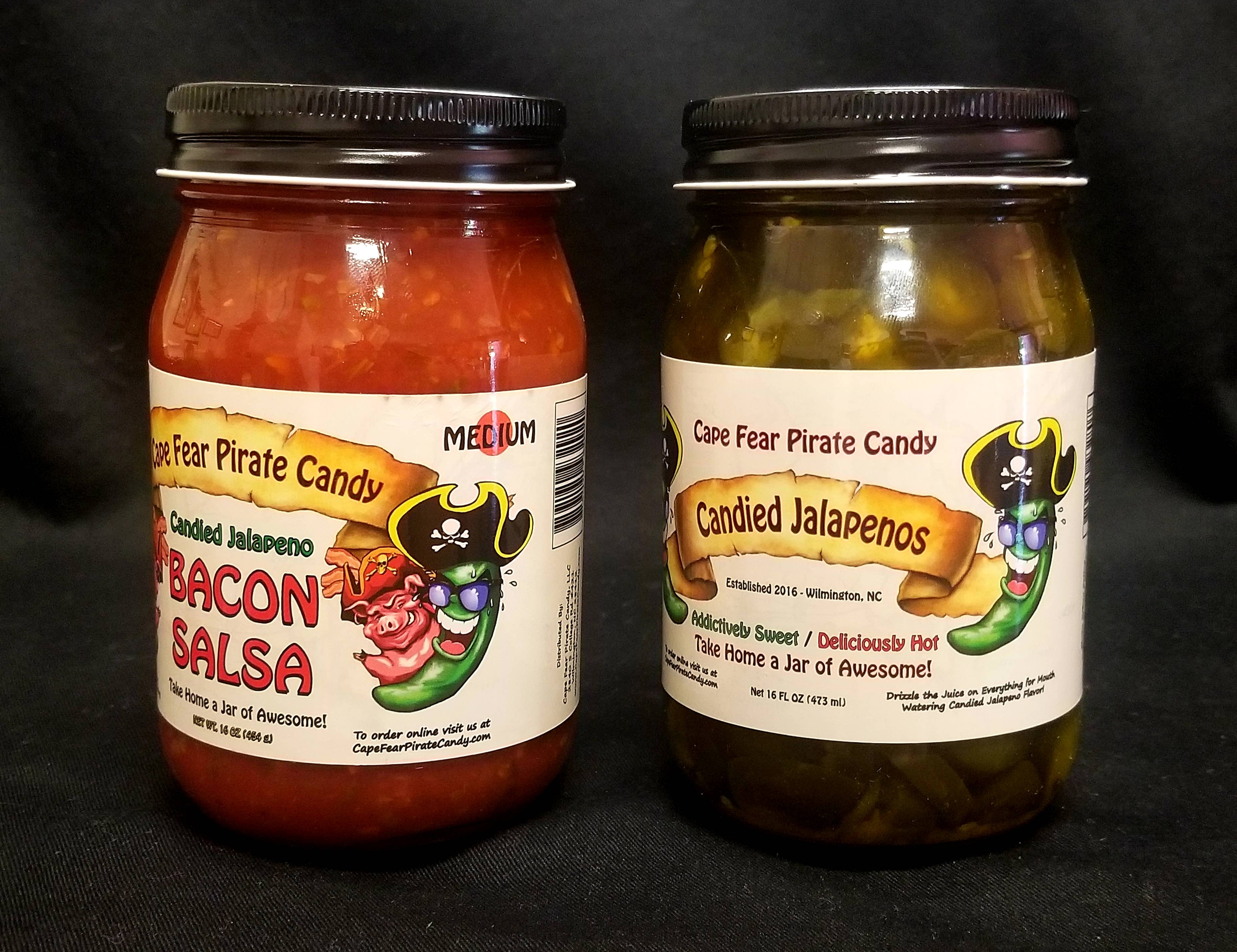 Cape Fear Pirate Candy, LLC - Wholesale Salsa - Medium - Candied Jalapenos & Bacon Salsa - Split Case2