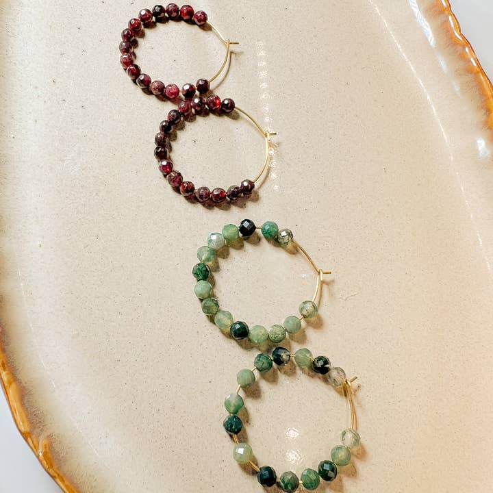 Santore Jewelry Company - Wholesale Hoop Earrings - Gem Gradient Hoop - 5 stone choices5