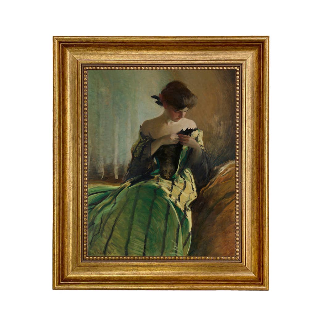 Madison Bay Co. - Historical Home Decor Reproductions - Vendita all'ingrosso Stampa artistica - Stampa su Tela Vintage di Donna in Abito Nero e Verde64