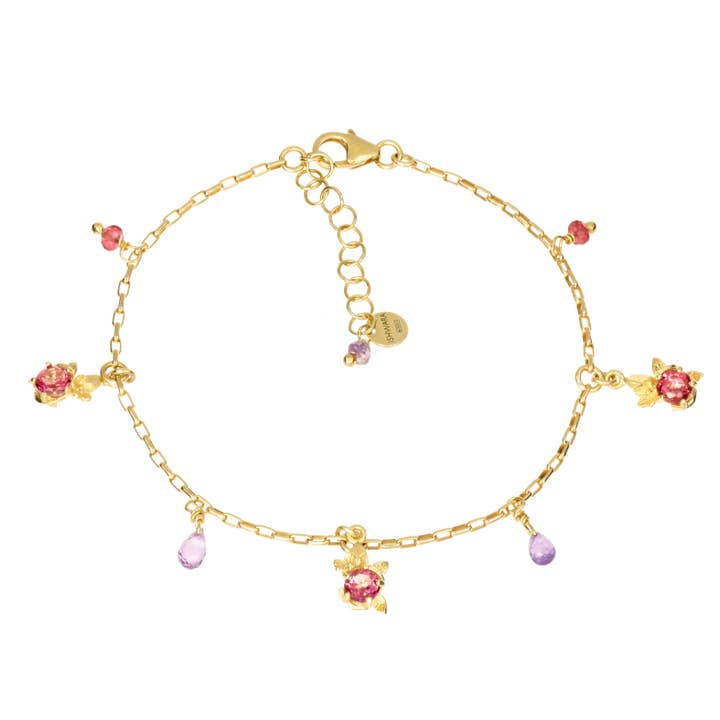 Bracelet with Pink Topaz Charms | Viva la Vida for wholesale by ISHWARA JEWELS