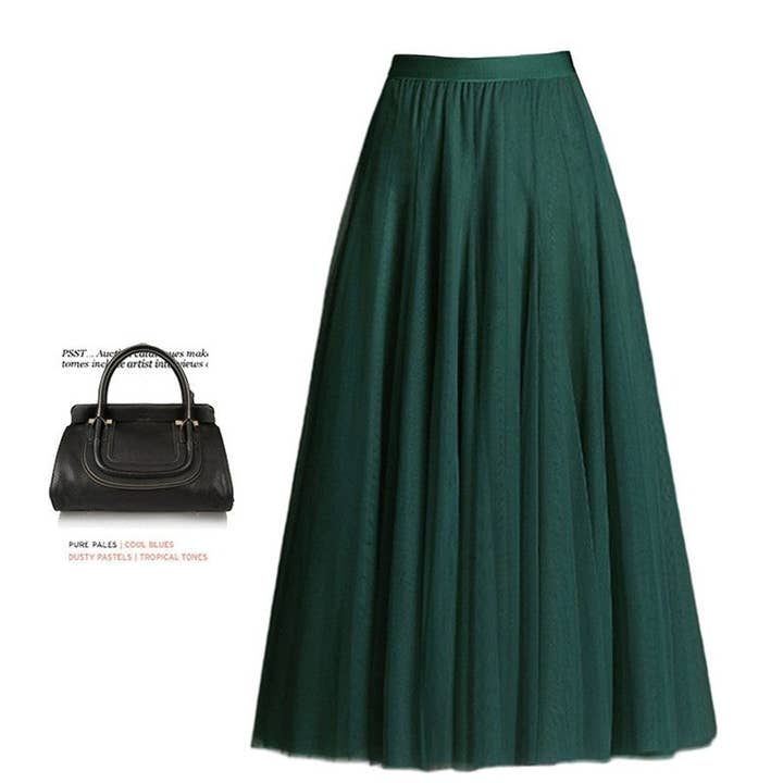 UZ Wholesale Store - Wholesale Skirt - Women's - Solid Color Double Layer Maxi Skirt With Oversized Hem