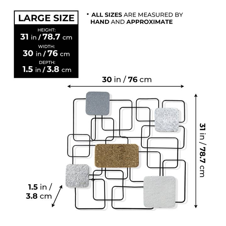 Accent Collection – wholesale Dimensionell/3D-väggkonst – Rustik metall väggdekor vardagsrum 31 ”abstrakt trådkonst