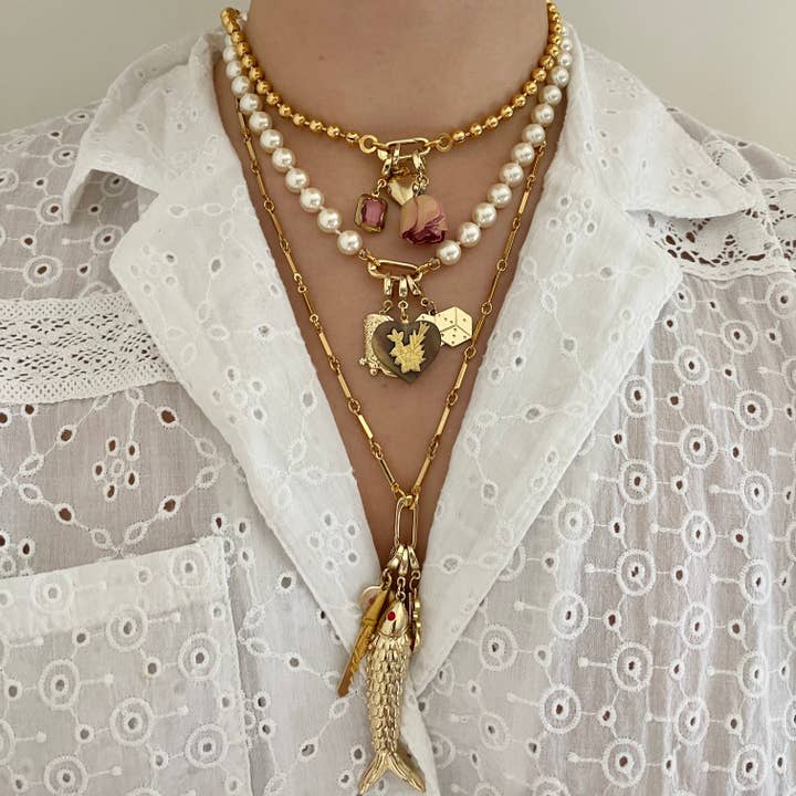 The Sage Vintage - Wholesale Pendant/Charm Necklace - Large Ball Chain Charm Holder Necklace - Deadstock1