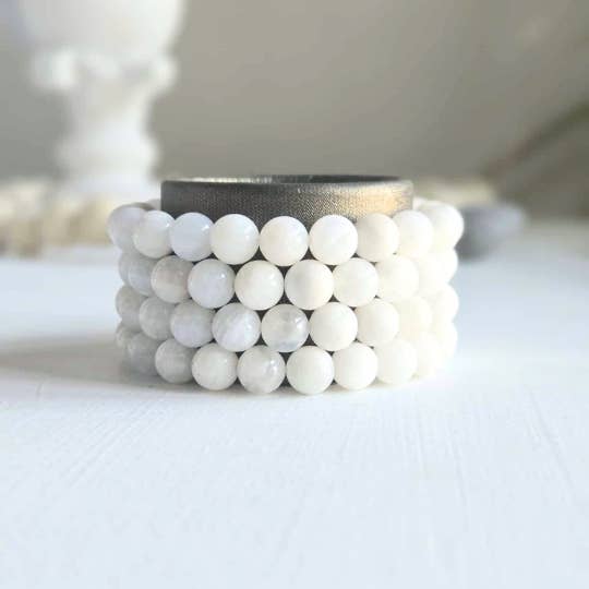 Moonstone Gemstone Bead Bracelet | The Stone of New Beginnings for wholesale by Crystals and Sun Signs
