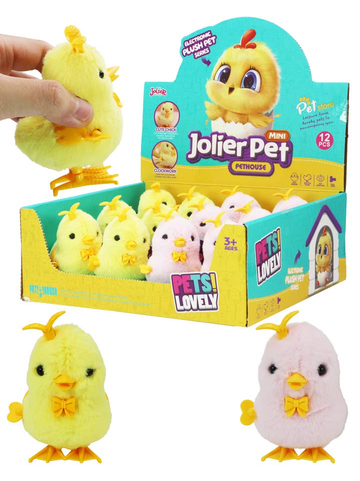 Giocattolo a carica a molla in peluche morbido pulcino. per la vendita all'ingrosso da parte di Cap Zone