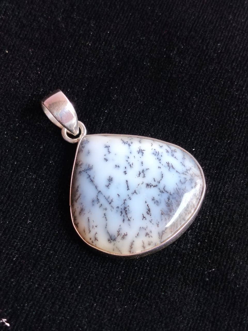 SILVER CAVE – wholesale Individual charm/pendant – Natural Dendrite opal Cabochon 925 Silver Unisex Pendant2