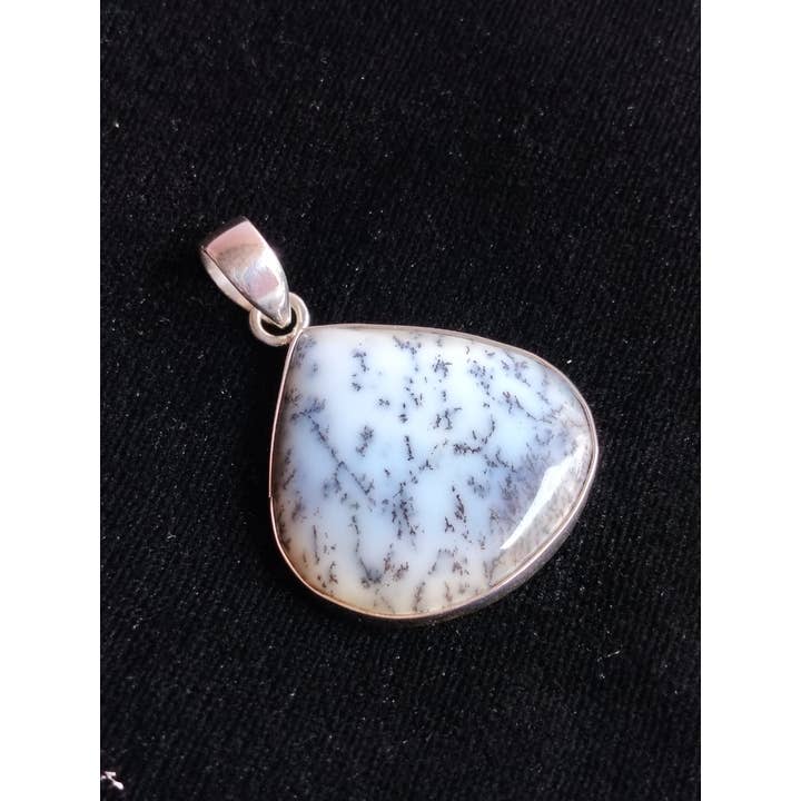SILVER CAVE – wholesale Individual charm/pendant – Natural Dendrite opal Cabochon 925 Silver Unisex Pendant2