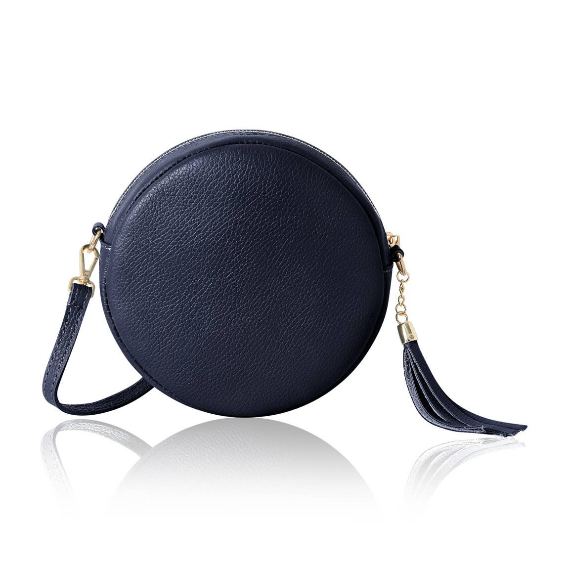 MONTTE DI JINNE - Vente Sac à bandoulière – femme - Sac rond en cuir véritable fait main en Italie avec pompon5