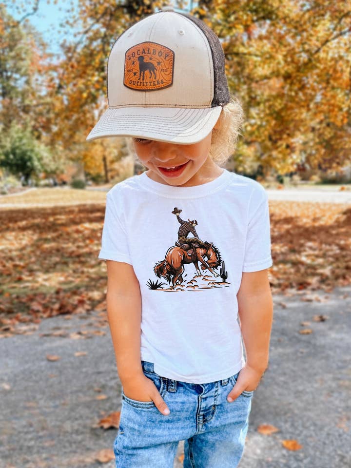 Red Stone Rebel Clothing Co. - Wholesale Screen Printed T-Shirt - Kids - Buckin horse Kid's Tee1