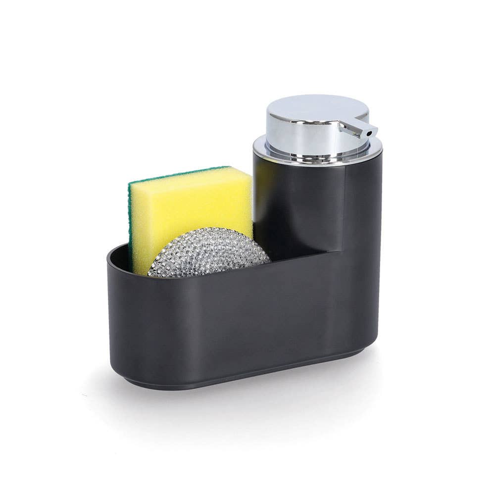 Soap dispenser set, 3-piece, plastic, black for wholesale on Faire0