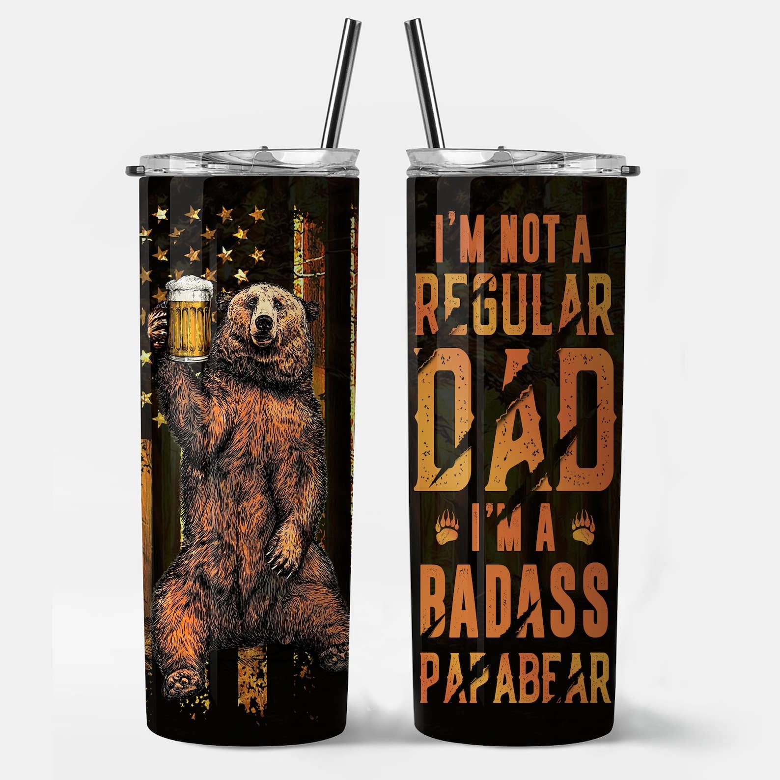Wholesale Papa Bear Tumbler, 20oz Skinny, Fathers Day Gift for