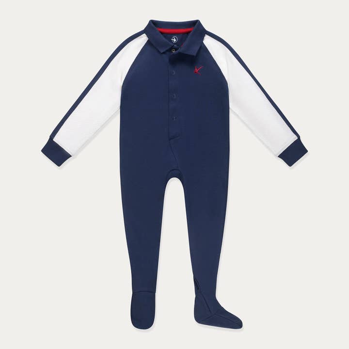 Footed Pajamas Baby Boy, Baby Jumpsuit, Polo Baby Coveralls, Cotton for wholesale by Mini Wardrobes