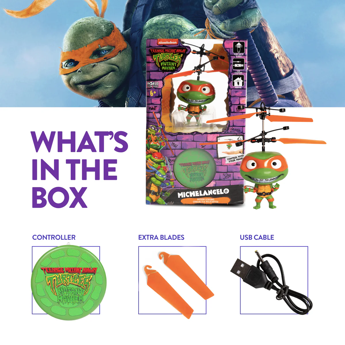 World Tech Toys - Wholesale Toy Plane - Kids - Nickelodeon TMNT 3.5 Michelangelo Motion Sensing Helicopter1