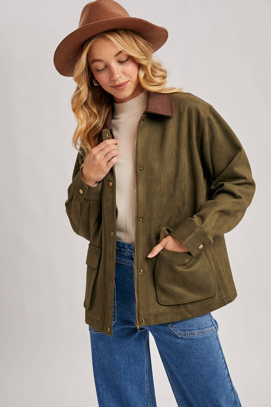 Bluivy - Wholesale Jacket - Women's - BUTTON DOWN FAUX SUEDE BARBOUR JACKET11