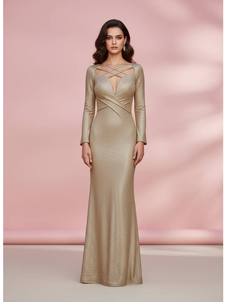 CHAMPAGNER LANGES KLEID CHAMPAGNER 8806 für den Großhandel auf Faire