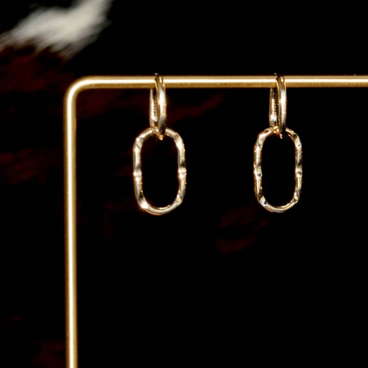 14k Fine Textured Marlowe Link Earrings for wholesale by Natalie Borton Designs
