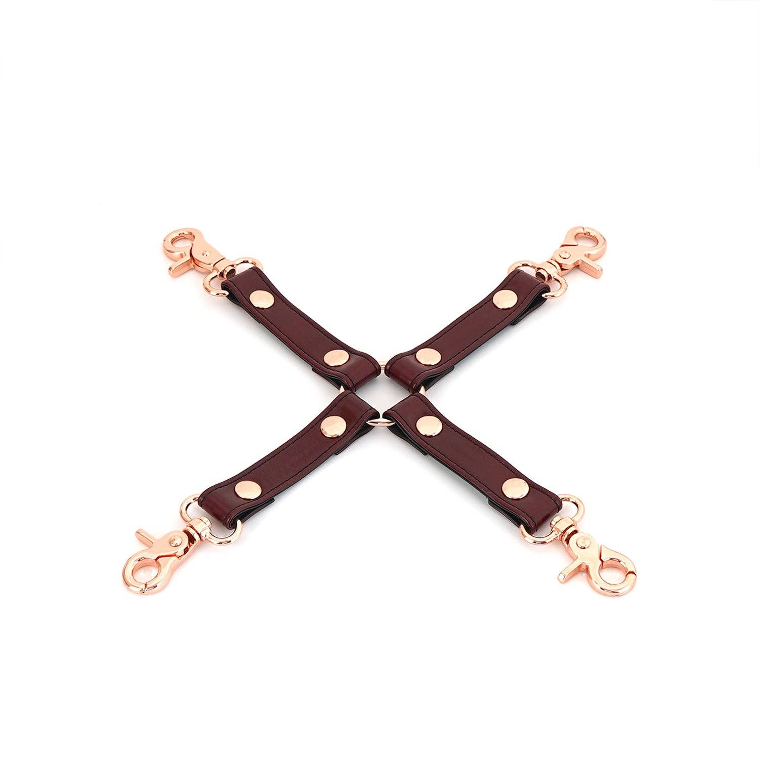 Liebe Seele - Wholesale Sex Toy - Wine Red -  4-Way Leather Hogtie with Clips1