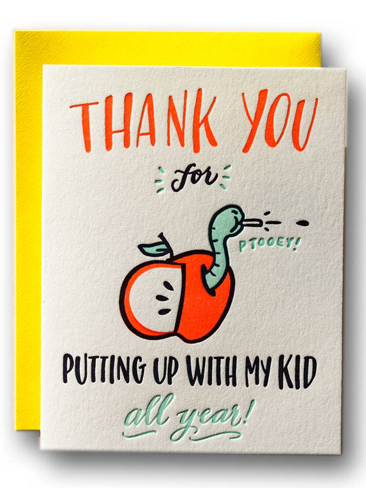 Thanks For Putting Up With My Kid Card for wholesale by Ladyfingers Letterpress