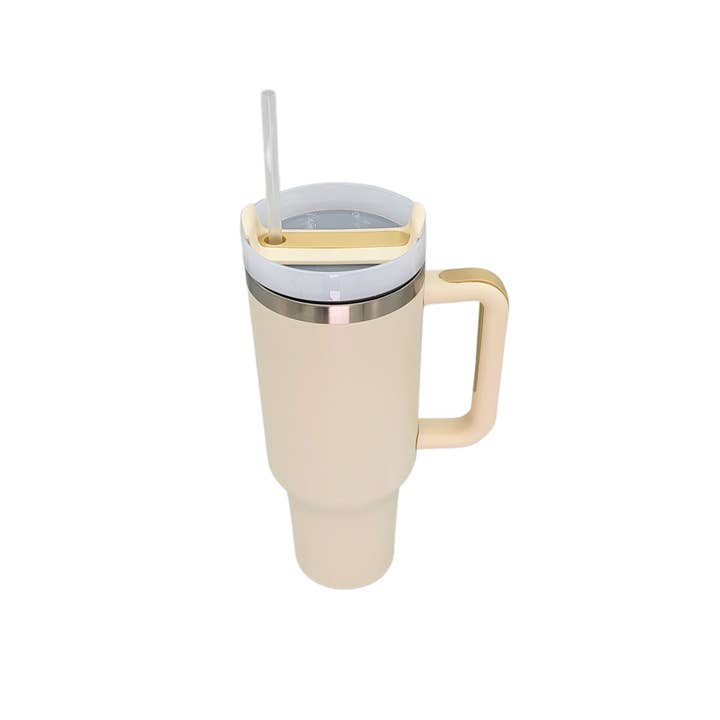 Driftless Studios - Wholesale Insulated Mug/Tumbler - 40 Oz. My Cat And I Handled Insulated Tumbler With Straw