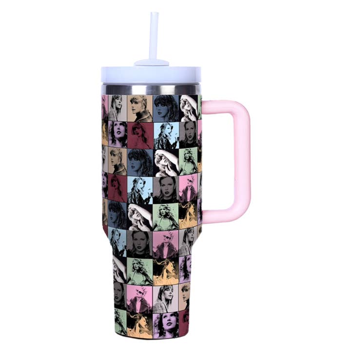 Auraquise - Wholesale Insulated Mug/Tumbler - Taylor Swift 40oz Insulated Tumbler with Handle and Straw Car Travel Mug, Hot & Cold Stainless Steel Cup11