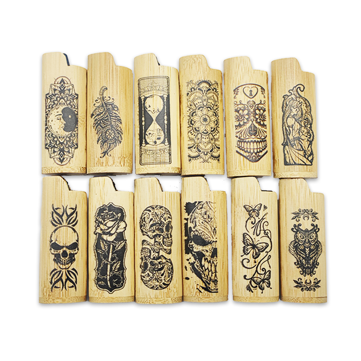 Novelty Brands - Wholesale Lighter - Smokezilla Wooden Lighter Case Assortment - 12/Display2